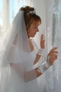 Happy young bride closeup Stock Photos