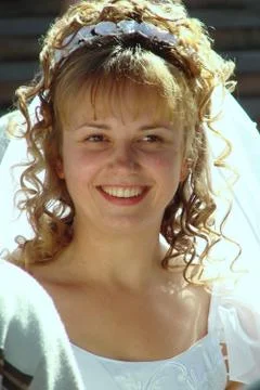 Happy young bride closeup Stock Photos