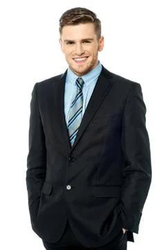 Happy young business man, isolated on white Stock Photos