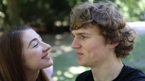 Happy young couple smiling at each other during tender romantic moment Video stock 342267993