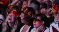 Happy Young Girls Laugh German Football Team Supporters Portrait Flag Paint Face HD Footage