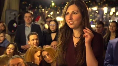 Happy young having quiz at the educational event. Kyiv, Ukraine 10.05.2019 Stock Footage 107874835