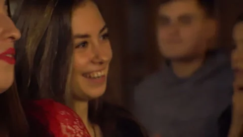 Happy young having quiz at the educational event. Kyiv, Ukraine 10.05.2019 Stock Footage 107874868