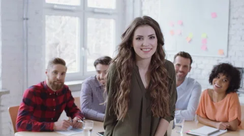 Happy young student in classroom smiling Video stock 64626256