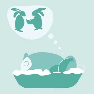 Happyy easter rabbit greeting card- vector illustration Stock Illustration