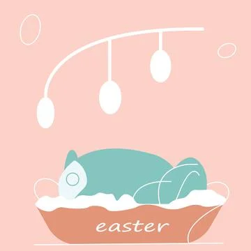 Happyy easter rabbit greeting card- vector illustration Stock Illustration