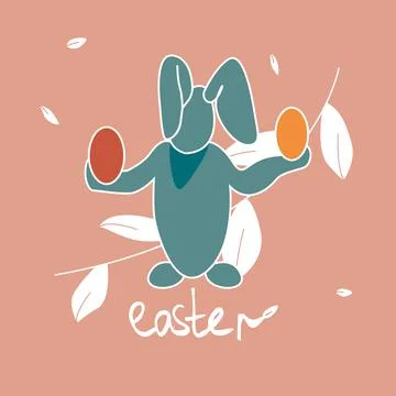 Happyy easter rabbit greeting card- vector illustration Illustrazione stock