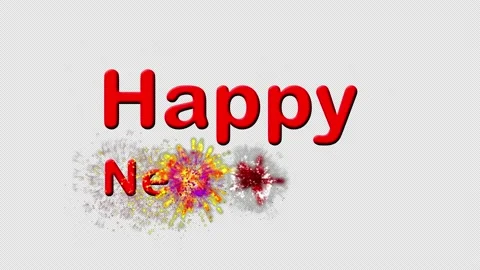 Hapy New Year occurs with explosions Video stock 144542418