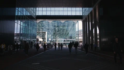The Haque train station silhouet Stock Footage 127028705