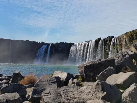Harajiri Fall, Sunny Clear Blue Sky Day Foto stock