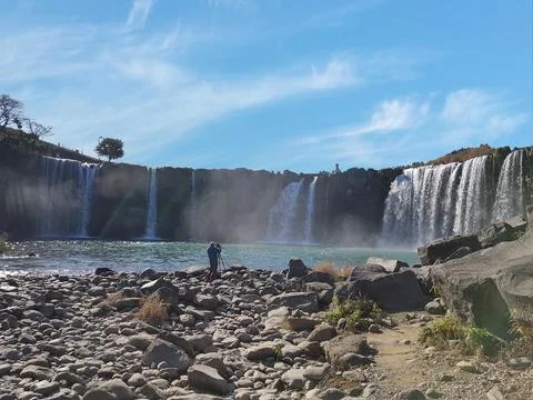 Harajiri Fall, View from the Base of the Waterfall Foto stock
