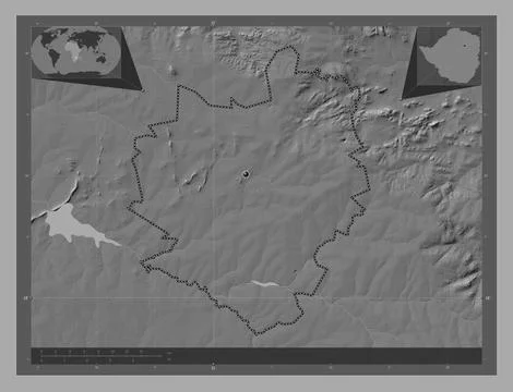Harare, Zimbabwe. Bilevel elevation map with lakes and rivers Stock Illustration