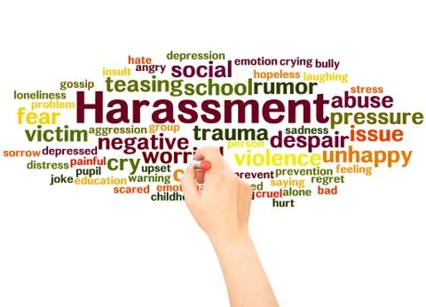 Harassment word cloud hand writing concept Stock Illustration