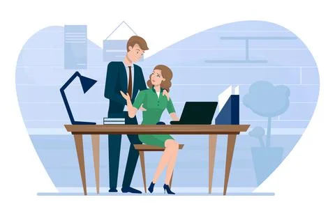 Harassment work vector sexual abuse at workplace Illustrazione stock