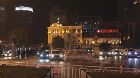 Harbin 20 Night traffic Stock Footage 31932544