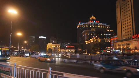 Harbin 21 Night traffic Stock Footage 31933517