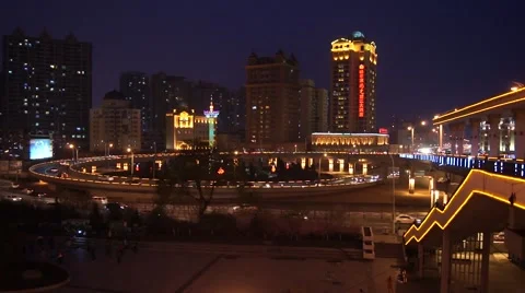 Harbin City Daoli Night View Stock Footage 63295974