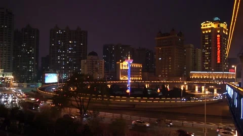 Harbin City Daoli Night View Stock Footage 63296117