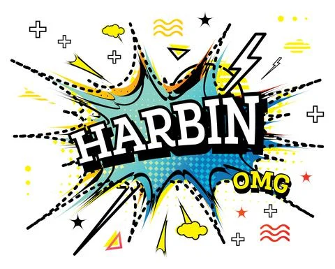 Harbin Comic Text in Pop Art Style Isolated on White Background. Stockillustratie