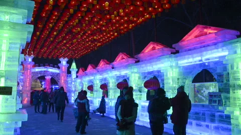 Harbin Ice-Lantern Show Stock-Footage 85821867