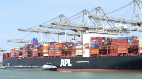 Harbor activity Stock Footage 53378058