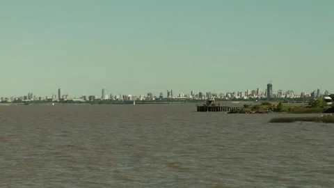 Harbor and land extensions of Buenos Aires Stockbeeldmateriaal 160280578