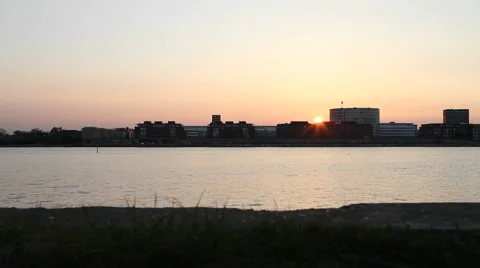 Harbor and sunset Video stock 3324702