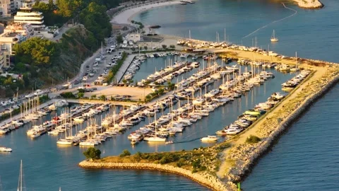 Harbor area in Split Croatia showing multiple boats and docks Stock Footage 339040110