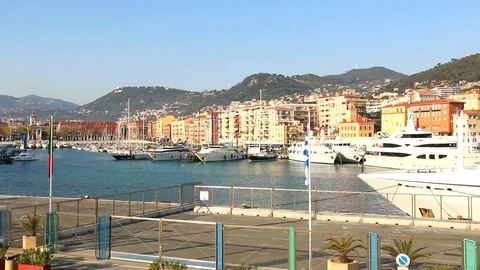 The harbor basin of the city of Nice. Stock Footage 108932801