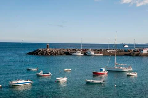 Harbor with boats Stock Photos