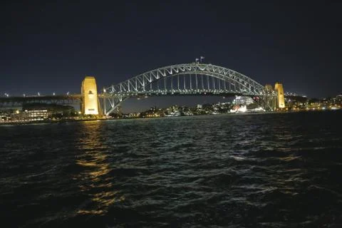 Harbor bridge at night Stock Photos