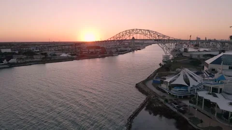Harbor Bridge at Sunset Stock Footage 146492140