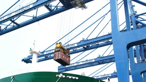 Harbor with cargo containers,Tianjin,China. Stock Footage 86637829