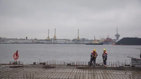 Harbor coast reconstruction Stock Footage 42615589