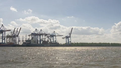 Harbor cranes Stock Footage 82397096