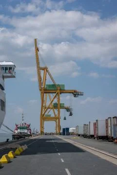 Harbor cranes Stock Photos