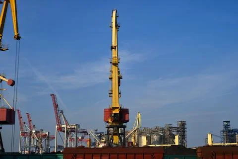 Harbor cranes Stock Photos