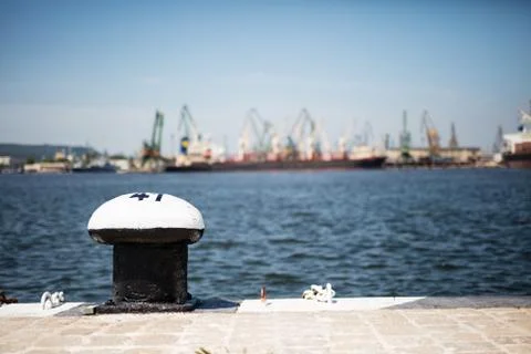Harbor cranes working Stock Photos
