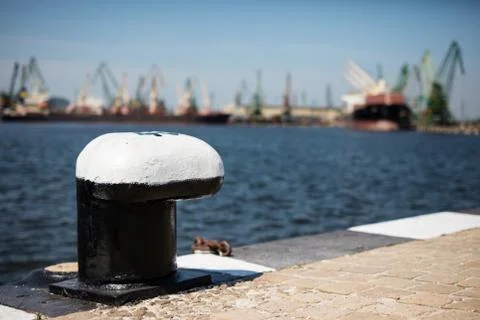 Harbor cranes working Stock Photos