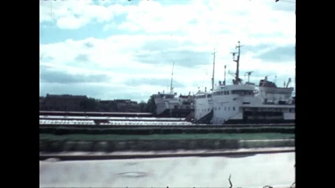 Harbor with Docked Ships Stock Footage 278350581