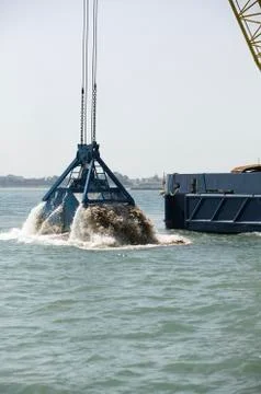 Harbor dredging Stock Photos