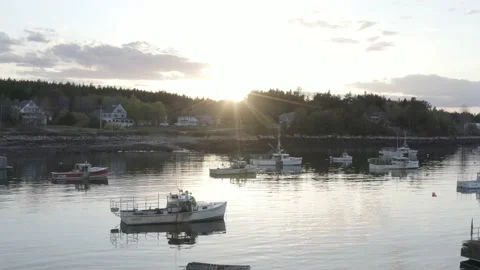 Harbor Drone Sunset Stock Footage 165690958