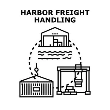 Harbor freight handling terminal logistics chain operations Stock Illustration