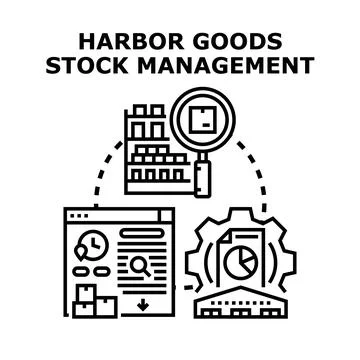 Harbor goods stock management and logistics concept Stock Illustration
