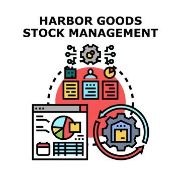 Harbor goods stock management concept illustration Stock Illustration