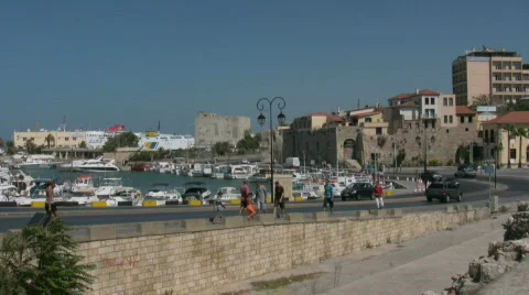 The harbor of Heraklion Stock Footage 505073