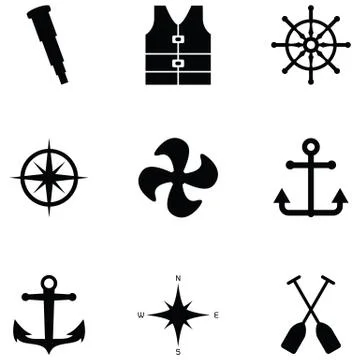 Harbor icon set Stock Illustration