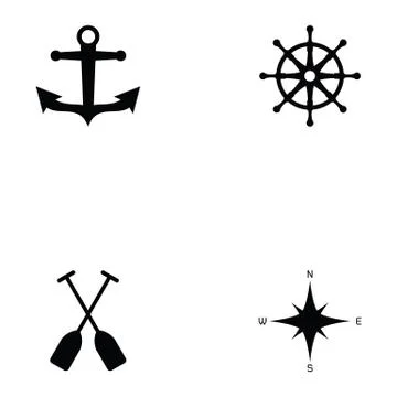 Harbor icon set Stock Illustration