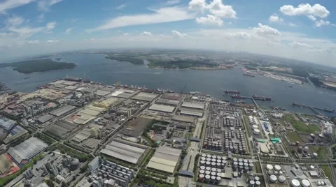 Harbor With Industrial Zone Stock Footage 64273941