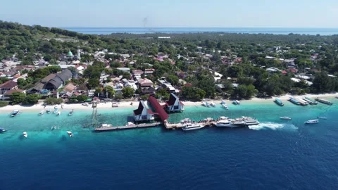 Harbor to island panorama Stock Footage 329611754